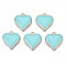 Alloy Enamel Pendants, Cadmium Free & Nickel Free & Lead Free, Light Gold, Heart, Turquoise, 17x16x3mm, Hole: 1.6mm