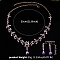 Alloy & Rhinestone Studs Earrings & Necklaces Set, Jewely for Women, Flower & Teardrop, Rose AB, 550mm