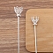 Flower Alloy Hair Stick Finding, Ancient Style Hanfu Accessories for Women, Silver, 120mm