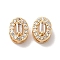 Brass Micro Pave Clear Cubic Zirconia Beads, Oval, Real 18K Gold Plated, 7x6x4mm, Hole: 1mm