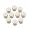 Alloy Enamel Beads, Cadmium Free & Lead Free, Light Gold, Flat Round with Alphabet, White, Letter.J, 8x4mm, Hole: 1.5mm