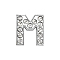 Eco-Friendly Zinc Alloy Slide Charms, with Rhinestone, Platinum Plated, Letter, Crystal, Letter.M, 12mm, Hole: 1.5x7.9mm