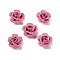 3D Rose Flower Baking Paint Aluminum Beads, with Sequins, Hot Pink, 15.5x9mm, Hole: 1.2mm