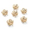 Brass Fancy Bead Caps, 5-Petal Flower, Real 24K Gold Plated, 10x4mm, Hole: 1mm