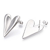 Heart Brass Stud Earrings for Women EJEW-F311-02P-2