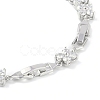 Noble Gift Ideas for Lady Platinum Tone Brass Micro Pave Cubic Zirconia CZ Flower Link Chain Bracelets BJEW-L472-01-1-3