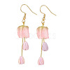 Plastic 3D Flower Long Dangle Earrings EJEW-JE04936-04-1