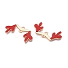 Christmas Theme Alloy Red Enamel Deer Horn Connector Charms PALLOY-T020-27KCG-2