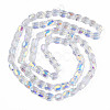 Electroplate Transparent Glass Beads Strands EGLA-N002-32-C03-2