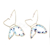 Butterfly Glass Beads Dangle Earrings for Girl Women EJEW-JE04657-4