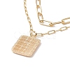 2Pcs 2 Style Brass Rectangle with Initial Letter Pendant Necklaces NJEW-JN04006-7