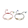 2Pcs 2 Color Acrylic & Alloy Shell Braided Bead Bracelets Set with Lampwork Evil Eye BJEW-JB08131-1
