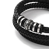 Men's Braided Black PU Leather Cord Multi-Strand Bracelets BJEW-K243-09AS-2