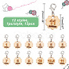 12Pcs 12 Style Flower with Number Pendant Locking Stitch Markers HJEW-AB00641-2