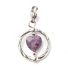 Alloy Linking Rings & Heart Natural Amethyst Pendant Decorations HJEW-JM00604-05-2