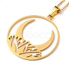 201 Stainless Steel Moon Pendant Necklace with Cable Chains NJEW-Q317-32G-2
