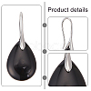 ANATTASOUL 2 Pairs 2 Style Natural Quartz Crystal & Black Agate Teardrop Dangle Earrings with Brass Pins for Women EJEW-AN0004-41-3