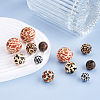 Fashewelry 100Pcs 5 Styles Printed Natural Wooden Beads WOOD-FW0001-03-4