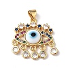 Lampwork Evil Eye Pendants with Colorful Cubic Zirconia ZIRC-L102-13G-3