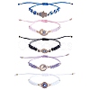 5Pcs 5 Style Rhinestone Evil Eye Link Bracelets Set with Glass & Resin Beaded BJEW-SW00104-1