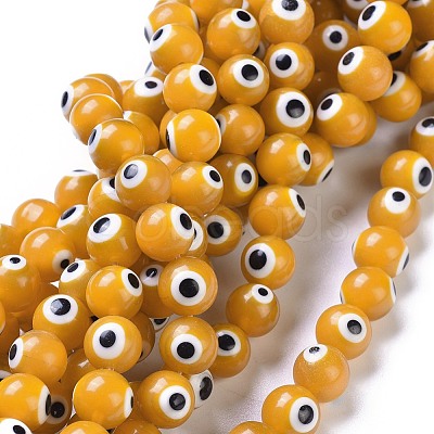 Handmade Evil Eye Lampwork Round Bead Strands LAMP-L055-10mm-01-1