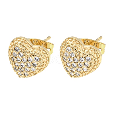 Brass Micro Pave Cubic Zirconia Ear Studs EJEW-P261-27G-G-1