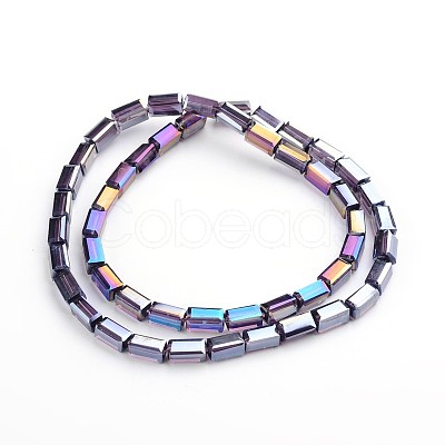 AB Color Plated Faceted Cuboid Electroplate Glass Beads Strands EGLA-F109-A08-1