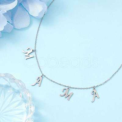 304 Stainless Steel Letter MAMA Pendant Necklace NJEW-JN04702-02-1