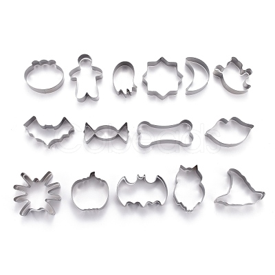 Non-Tarnish Stainless Steel Halloween Theme Mixed Pattern Cookie Candy Food Cutters Molds DIY-H142-15P-1