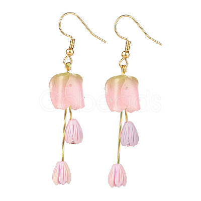 Plastic 3D Flower Long Dangle Earrings EJEW-JE04936-04-1