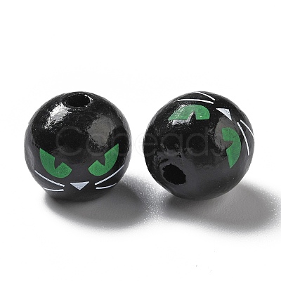 Halloween Spray Painted Wood Beads WOOD-C002-03-1