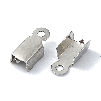 Non-Tarnish 201 Stainless Steel Ribbon Crimp Ends STAS-C097-52P-1