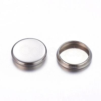 Tarnish Resistant Flat Round 304 Stainless Steel Plain Edge Bezel Cups STAS-S028-27-1