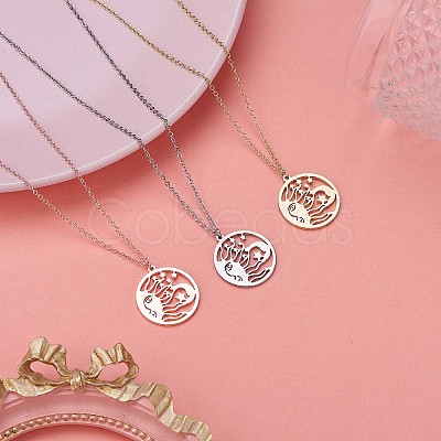 Titanium Steel Celestial Sun Moon and Star Pendant Necklace JN1058C-1