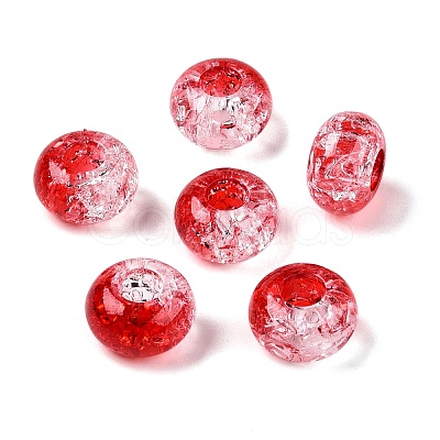 Two Tone Transparent Crackle Acrylic European Beads TACR-P009-B01-06-1