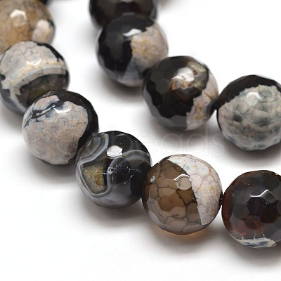 Dyed Natural Agate Faceted Round Beads Strands G-E269-05-1