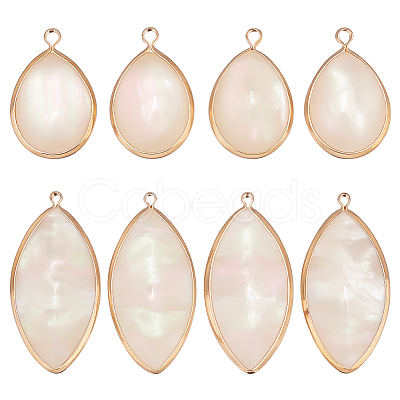 BENECREAT 8Pcs 2 Styles Resin Imitation Shell Pendants KK-BC0012-02-1