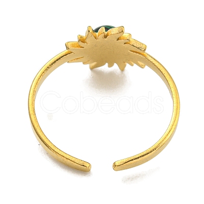 Ion Plating(IP) 304 Stainless Steel Synthetic Malachite Cuff Rings G-Z056-01G-02-1