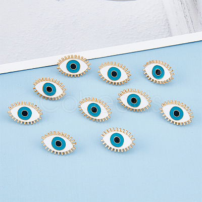 HOBBIESAY 10Pcs Evil Eye Enamel Pins JEWB-HY0001-28-1