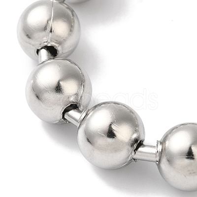 Non-Tarnish 304 Stainless Steel Beads Ball Chain Bracelets for Women BJEW-B092-01C-P-1