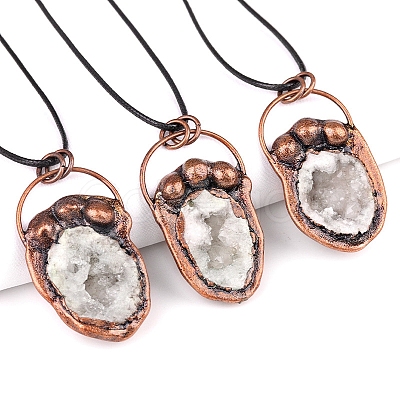 Natural Druzy Agate Pendants PW-WGF8F92-01-1