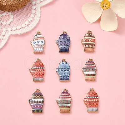 35Pcs 7 Styles Alloy Printed Pendants PALLOY-CJ0002-56-1