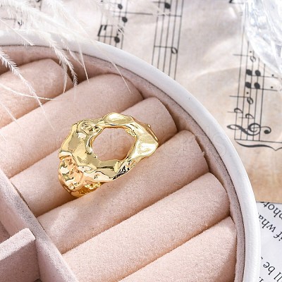 Textured Brass Cuff Finger Rings for Women RJEW-G337-29G-1