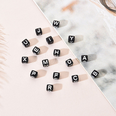 Black Craft Acrylic Letter Beads SACR-YW0001-18-1