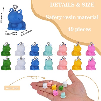 49Pcs 7 Styles Opaque Resin Pendants RESI-SZ0003-47-1