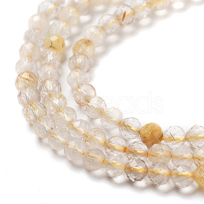 Natural Gold Rutilated Quartz Beads Strands G-G161-A17-05-1