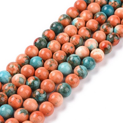 Synthetic Ocean White Jade Round Bead Strands X-G-M165-8mm-04-1