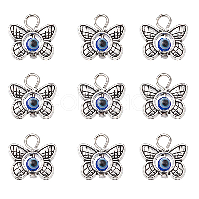 30Pcs Tibetan Style Alloy & Evil Eye Resin Pendants PALLOY-CJ0002-73-1