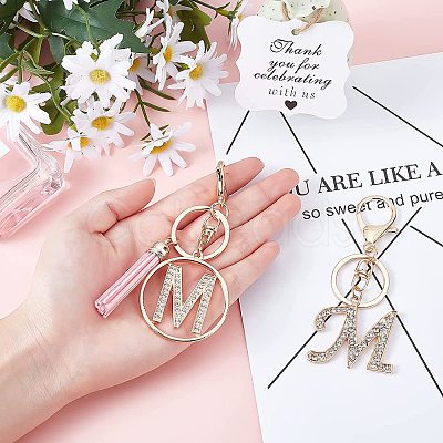 2Pcs 2 Style Alloy Rhinestone Keychain Sets KEYC-WR0001-01M-1