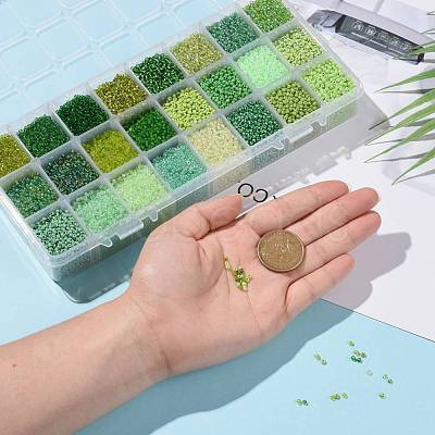 Green Series 600G 24 Colors K9 Glass Seed Beads SEED-JP0008-04-2mm-1